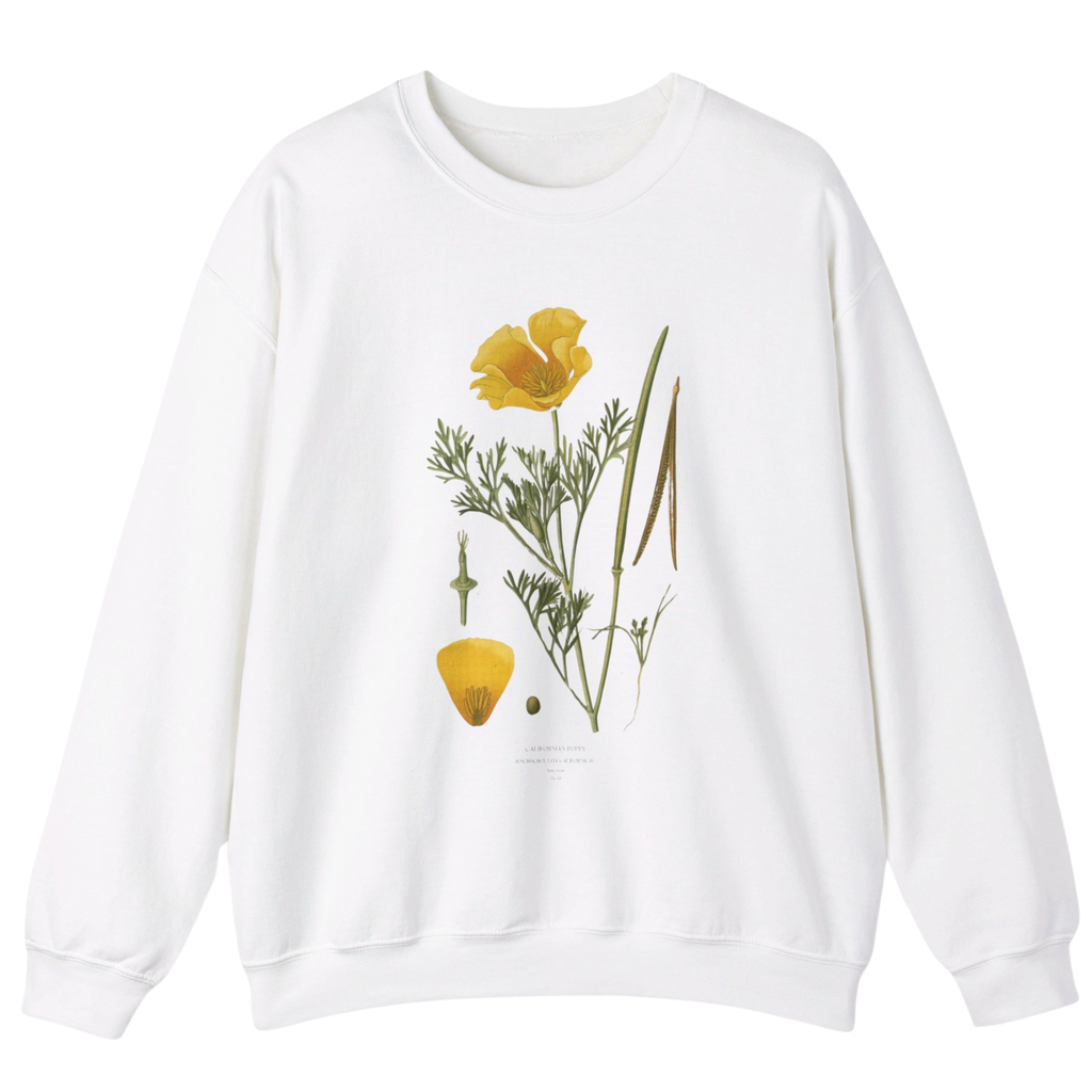 トップス POPPY DRAWING FLOWER PRINT SWEATSHIRT California Poppy Crewneck Sweatshirt – LA Plant Club